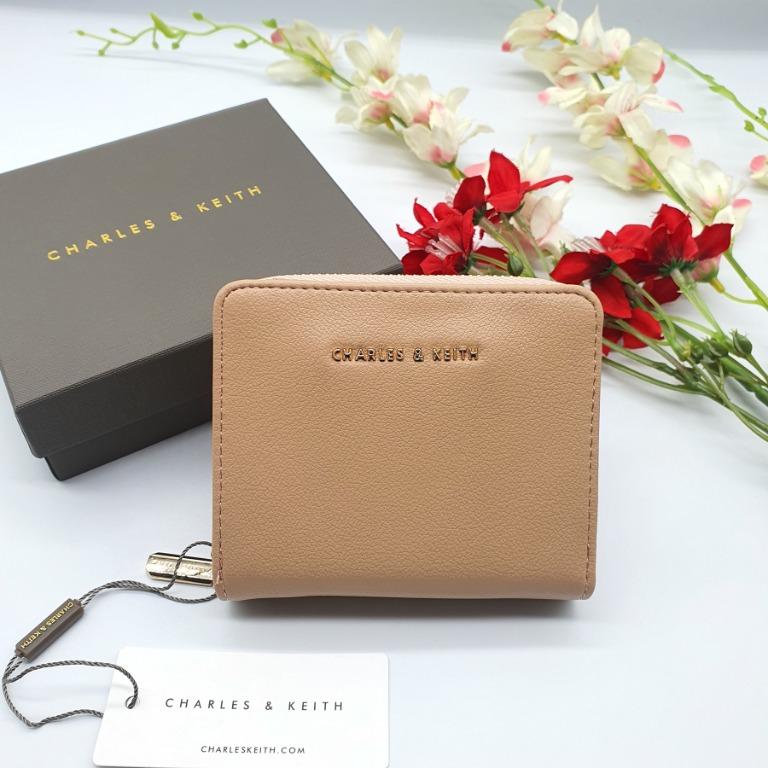 Charles And Keith Women's Small Leather Zip-Around Compact Wallet