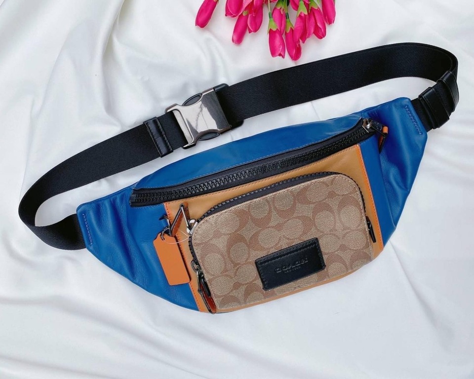 Coach Track Belt Bag In Colorblock Signature Canvas C2724 Light