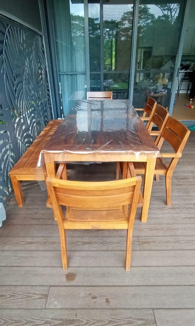 Crate and Barrel Outdoor Dining Table Set, Furniture & Home Living