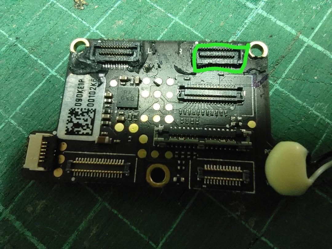 DJI Mavic Pro gimbal camera board (Category: Drones) located in Paranaque City. Submitted by mispelled (Listing ID 1138401465, Image 3). Description: Pulled from a Mavic Pro. Issue: one of the connecting clips inner pins are broken. see pics..