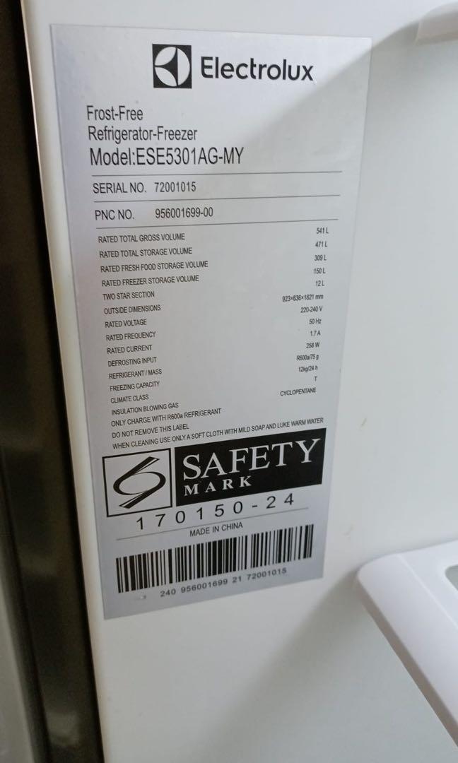 Electrolux Side by Side Inverter Fridge, 471L, TV & Home Appliances