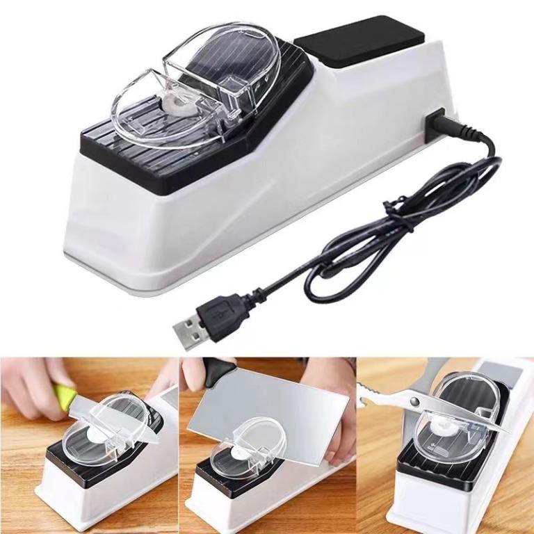 E-shop: Electric Knife Sharpener (Category: Other Kitchenware & Tableware) located in Quezon City. Submitted by erica1239 (Listing ID 1138398143, Image 2). Description: Features: USB current: 5V 2A Size: 23.5*9*6.5 color: White Material: Plastic Comparison before and after sharpening the knife Good or bad, at a glance Before sharpening Blunt knife, difficult to cut meat Difficult to cut, water flowing After sharpening The knife is sharp, everythi