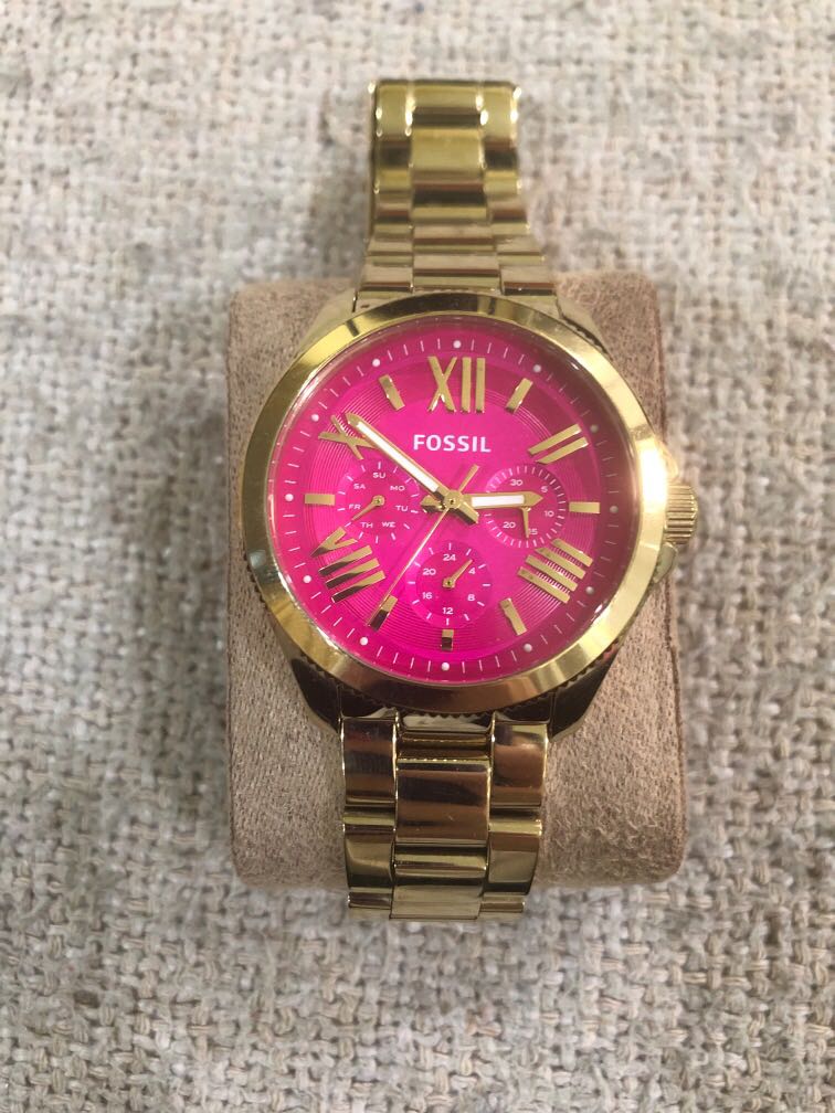 Fossil watch women's pink and Gold 