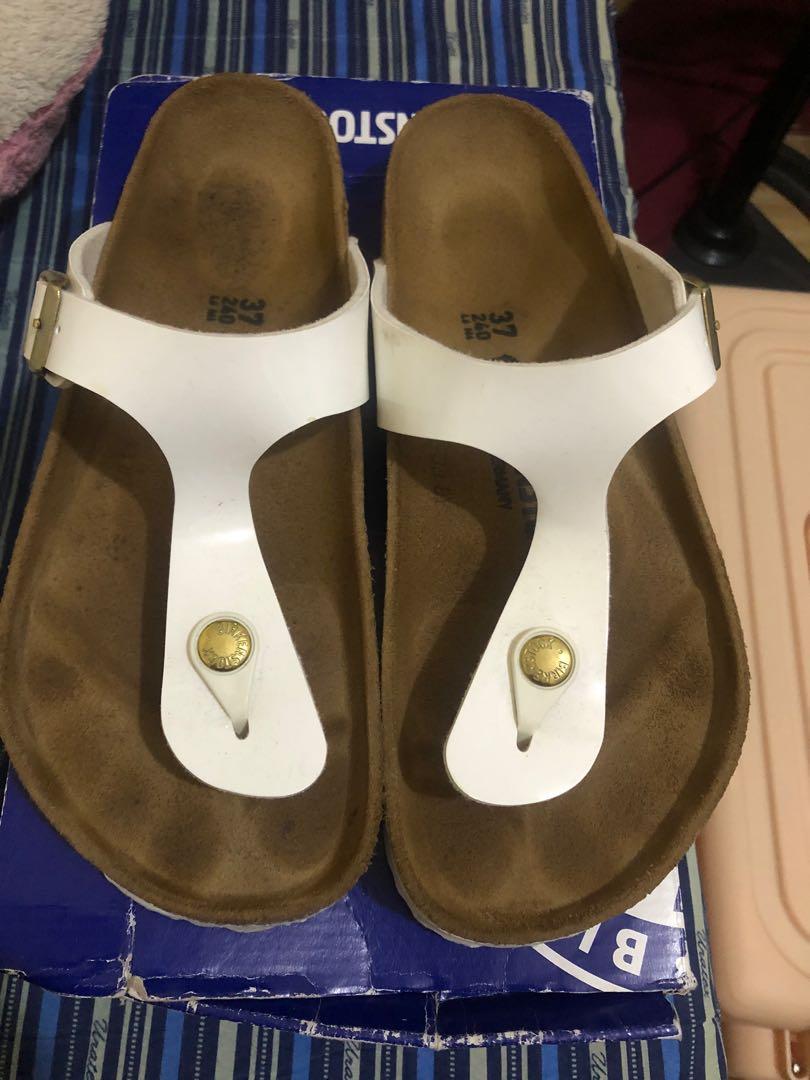 birkenstock white patent gizeh
