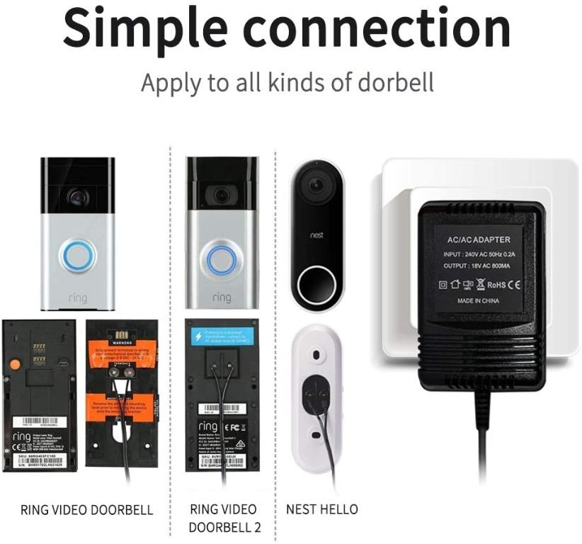 H2103 18V 800MA Transformer, AC Power Supply Compatible with Ring Doorbell and Nest Doorbell