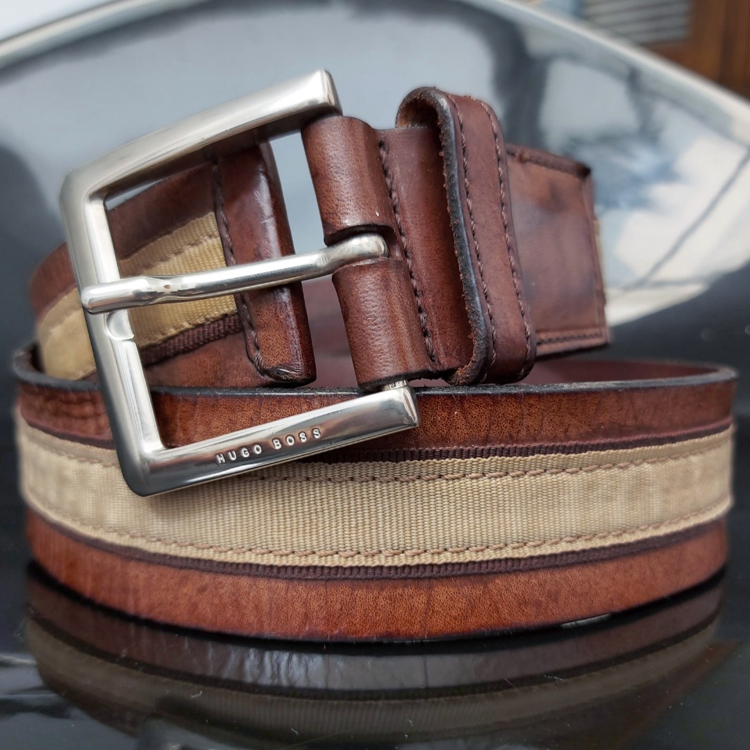 boss brown leather belt