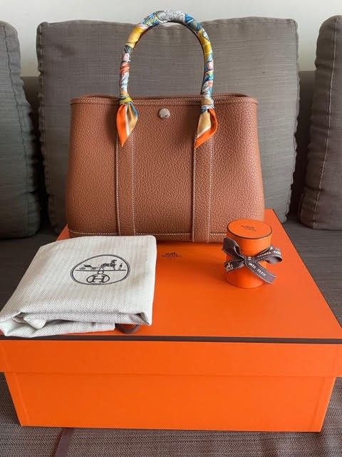 Hermes Garden Party 30, Gold with Box and Receipt