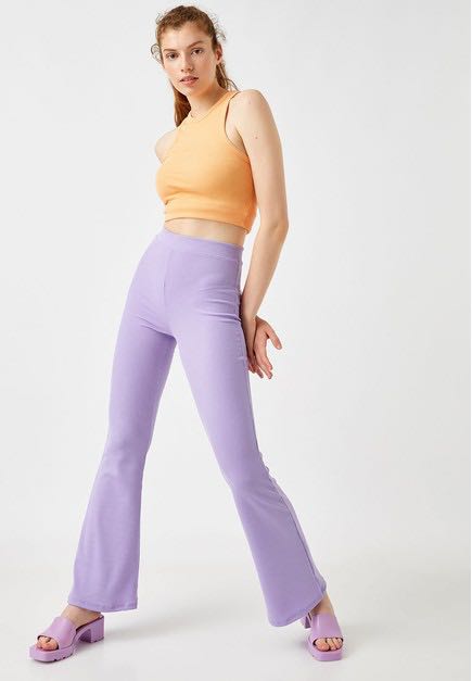 H\u0026M ribbed jaz trousers lilac celana 