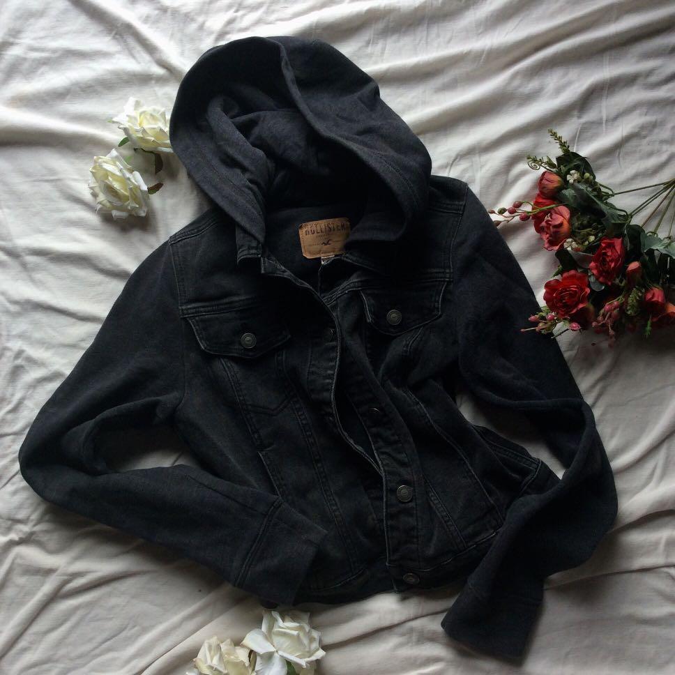 Hollister black jean jacket store