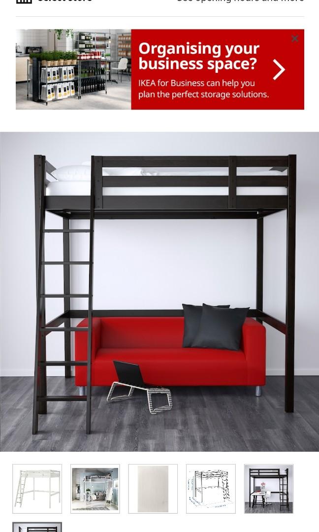 Ikea double decker loft bed frame & mattress, Furniture & Home Living