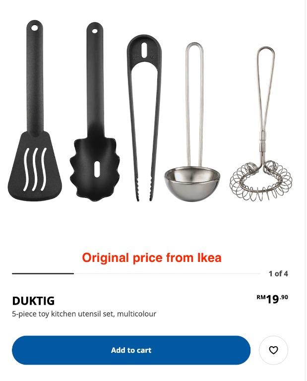 DUKTIG 5-piece toy kitchen utensil set, multicolor - IKEA