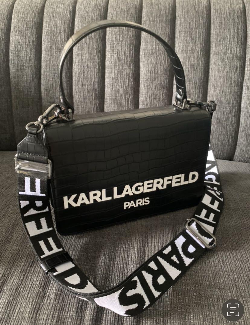 Karl Lagerfeld Paris Karolina Black & Gold Leather Tote LH9AB186BGD |  ShopWorn
