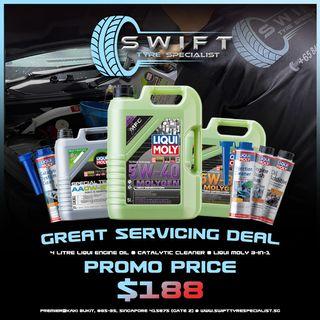 Liqui Moly 5W40 5W30 0W20 Engine Oil, Liqui Moly Catalytic Cleaner, Liqui Moly 3-in-1 Car Servicing Package