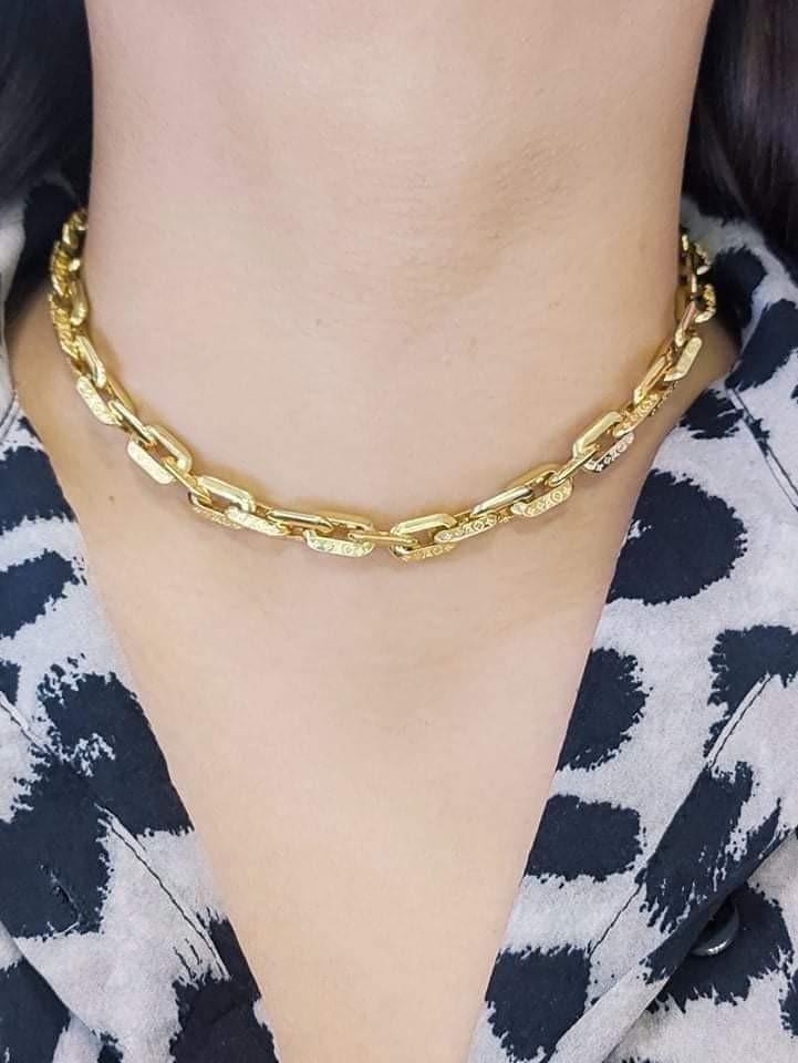Louis Vuitton Monogram LV Edge Necklace mm, Gold