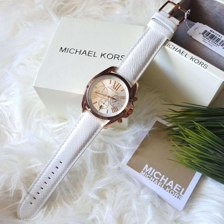 Michael kors white leather watch new arrivals