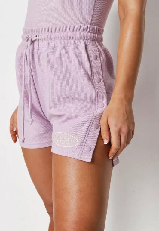 Missguided lilac co ord waffle boyfriend shorts