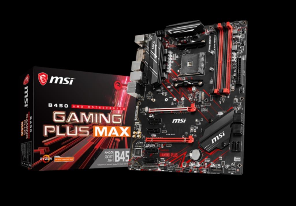 MSI B450 AMD motherboard gaming plus max (Category: Hard Disks & Thumbdrives) located in Marikina City. Submitted by skowshop (Listing ID 1138517374, Image 1). Description: Satisfying gamers with what they really need, B450 GAMING PLUS MAX is equipped with Core boost, Turbo M.2, DDR4 Boost, USB 3.2 Gen2 Connector Features: > Supports 1st, 2nd and 3rd Gen AMD Ryzen™ / Ryzen™ with Radeon™ Vega Graphics and 2nd Gen AMD Ryzen™ with Radeon™ Graphics /