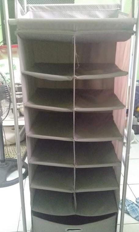 Multi purpose storage rack (Category: Storage Boxes & Baskets) located in Valenzuela. Submitted by cecille08 (Listing ID 1138453815, Image 1). Description: Used as shoe rack pero multi purpose naman sya. Meas: 51" ht x 17" width Negotiable Rfs decluttering.