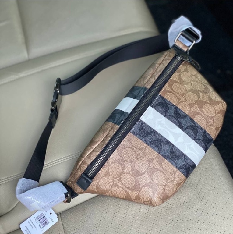 Original Coach Grade Belt Bag In Signature Canvas With Varsity Stripe