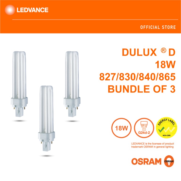 Osram 26w 2 pin G24D-3 Dulux D 865 Daylight Energy Saving Compact Fluorescent 