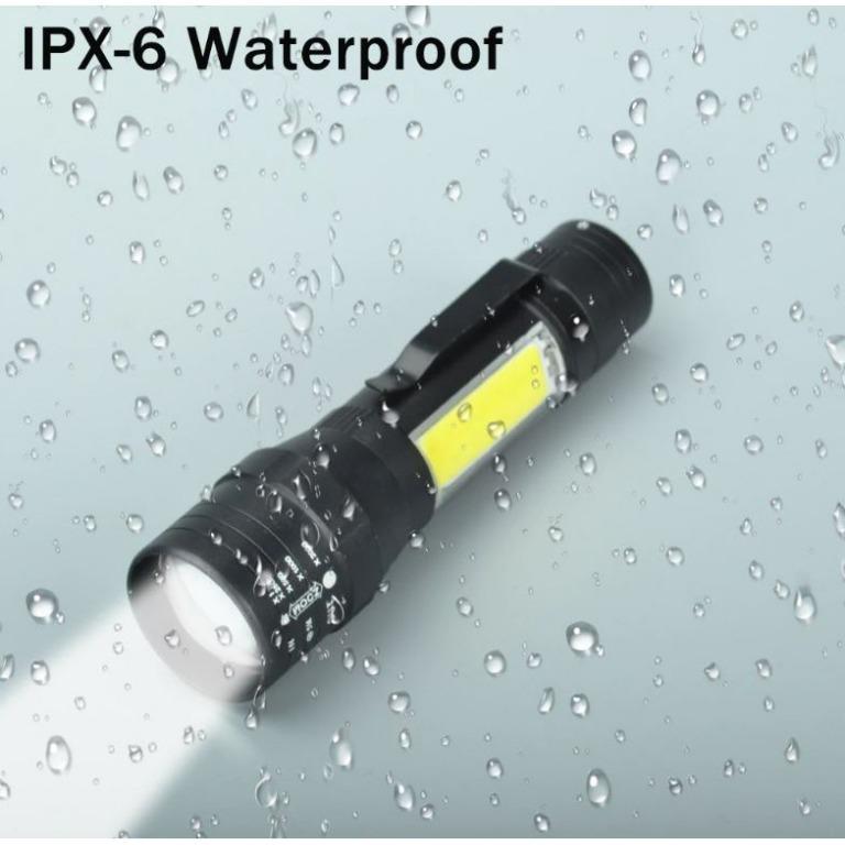 Portable T6 COB XPE LED USB Rechargeable Zoomable Flashlight Torch Lamp Light