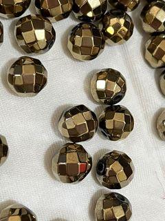 Pyrite 9mm Faceted Loose Bead - for DIY beading of bracelet or crafts (Fool’s Gold)