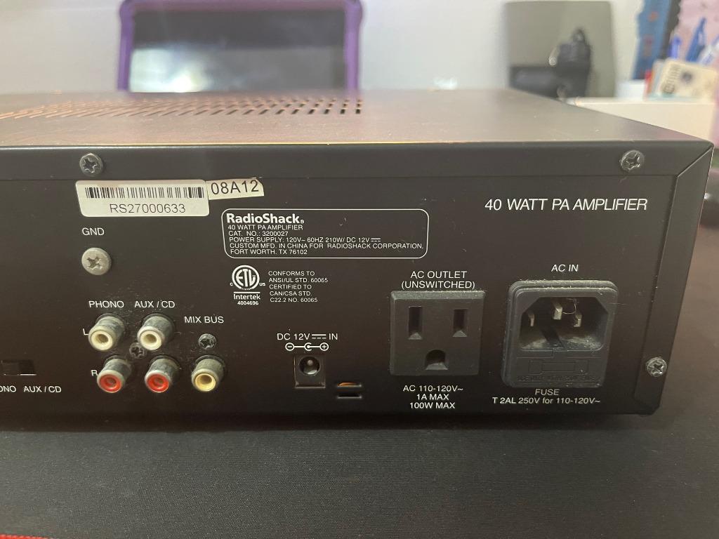 RadioShack 40 Watt Amplifier, Audio, Other Audio Equipment on Carousell