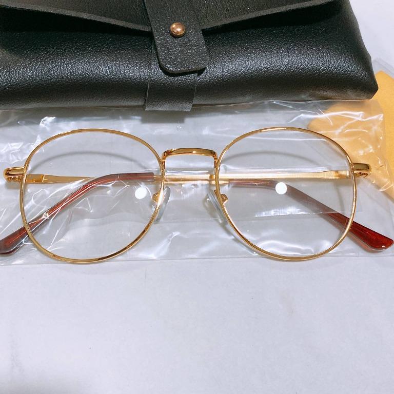 Round Big Gold glasses no degree spectacles