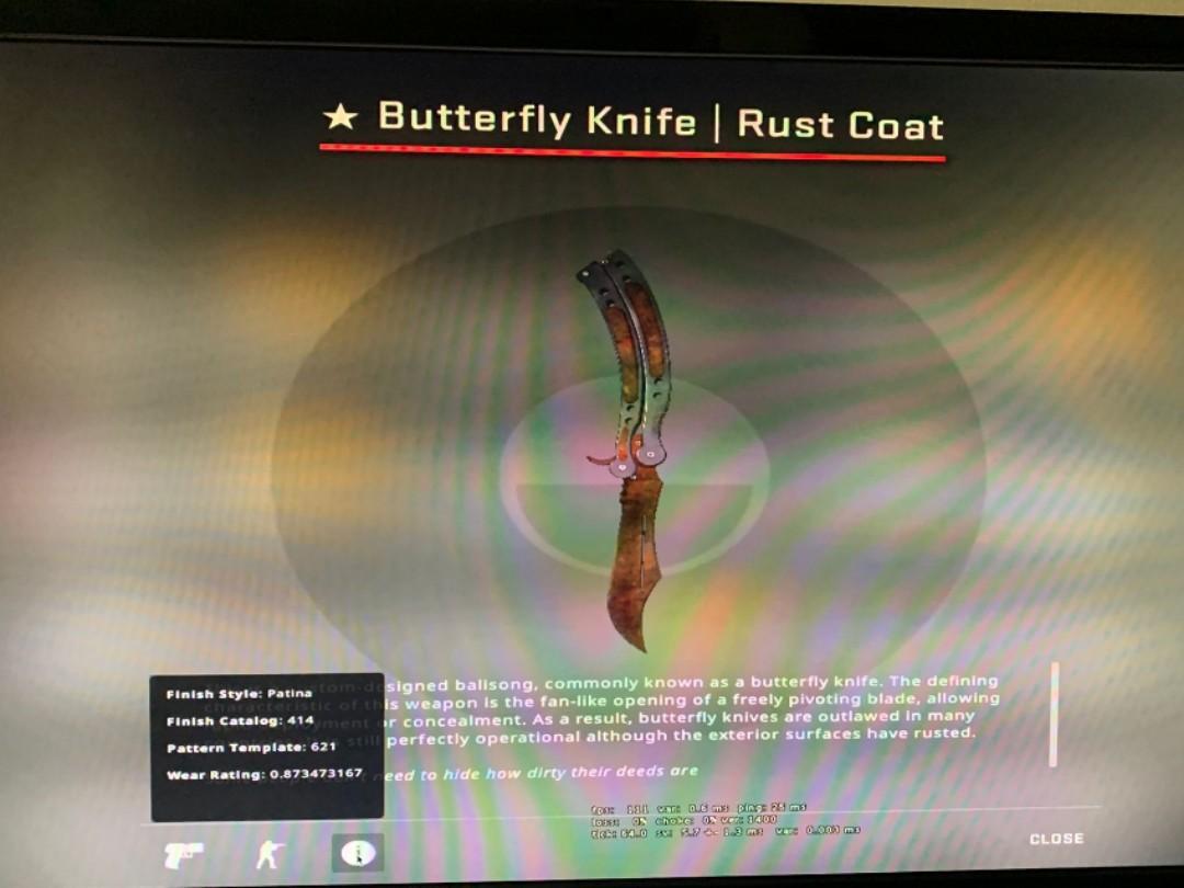 Rust Coat Butterfly Knife csgo skins/ knives, Video Gaming, Gaming Accessories, InGame Products
