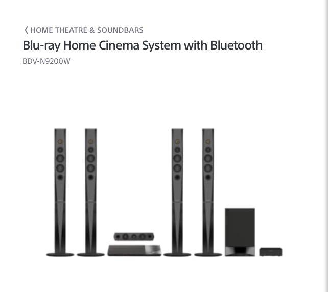 Sony Bdv-n9200w 5.1 Home Audio System Home Cinema Blu-ray- Black