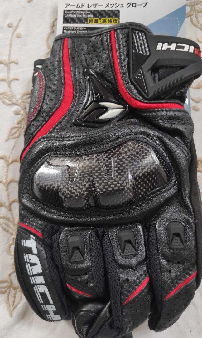 RS Taichi RST390 Mens Perforated leather Motorcycle Mesh Gloves Black Red White 