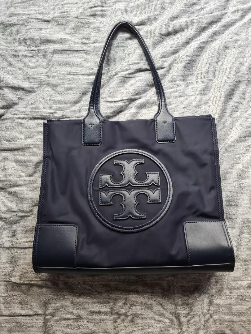 Navy Blue Tory Burch Ella Patent Nylon Tote Mini