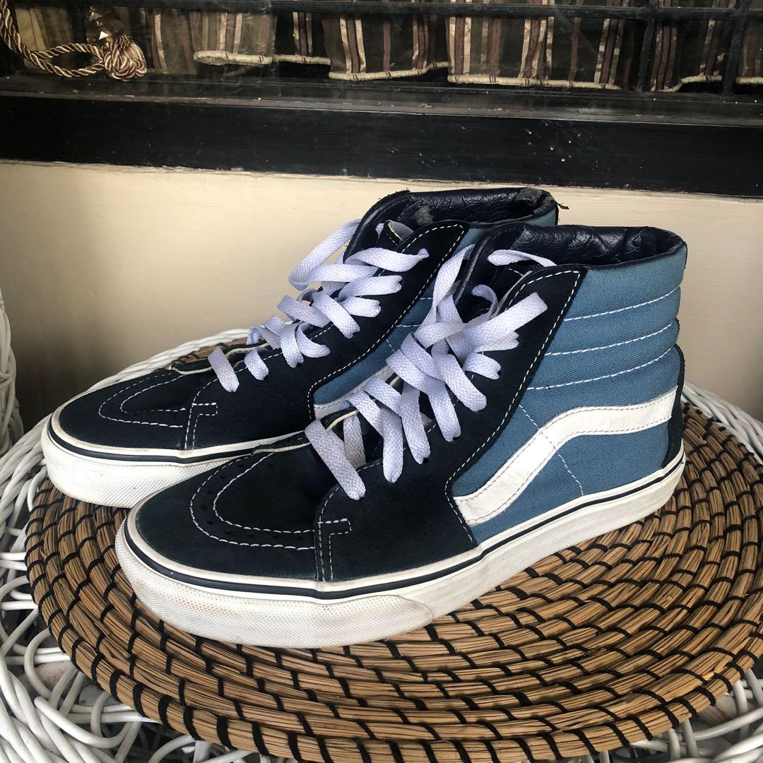 VANS SK8 HI NAVY SIZE 39, Fesyen Pria, Sepatu , Sneakers di Carousell