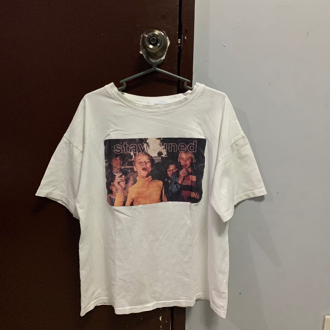 White Vintage Aesthetic Retro Graphic Shirt Stay Tuned