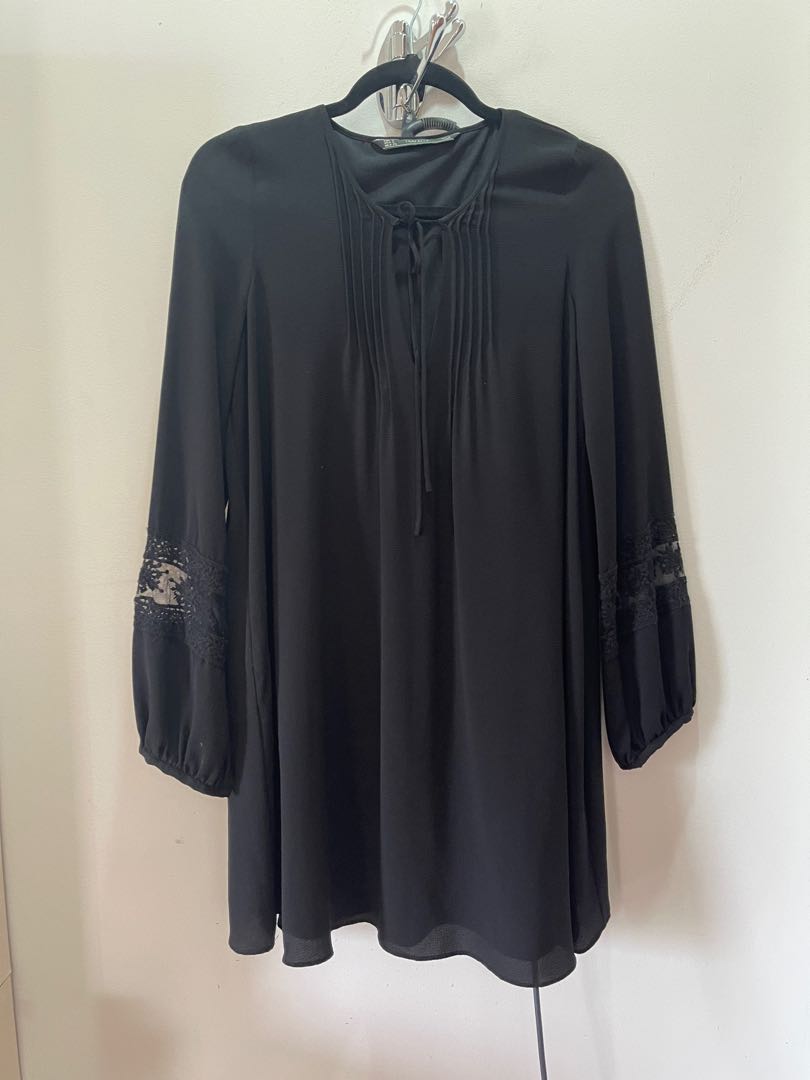 Zara black flowy mini dress, Women's ...