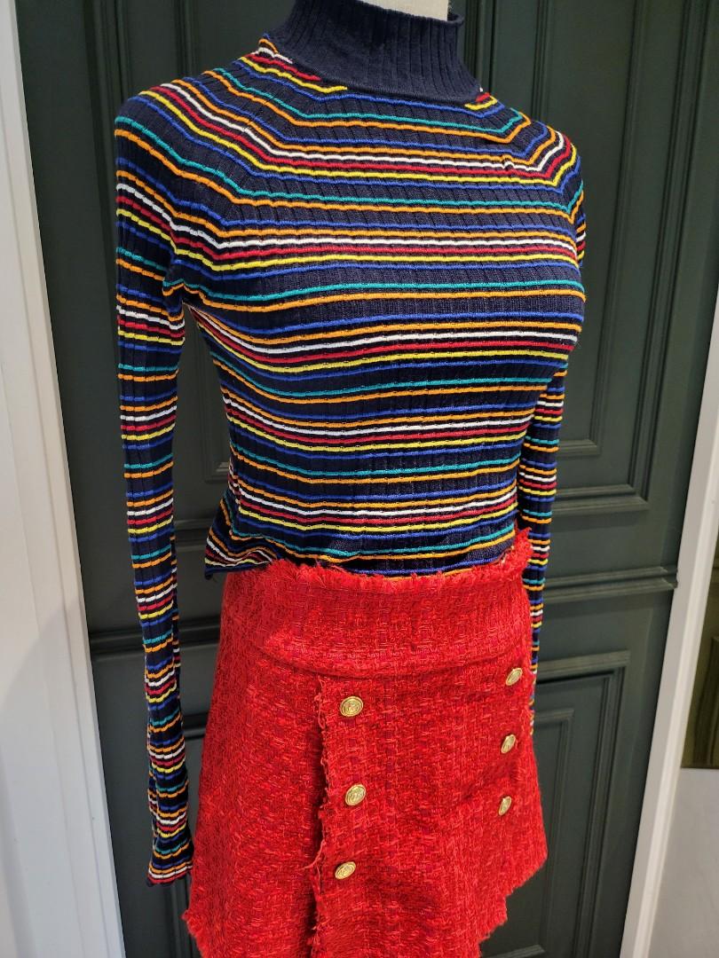 2pc Zara Tweed Skirt and Turtleneck Knit, Women's Fashion, Bottoms