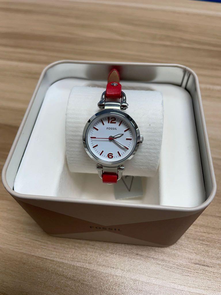 100 AUTHENTIC FOSSIL WOMEN S VIRGINIA RED STRAP WATCH ES4119