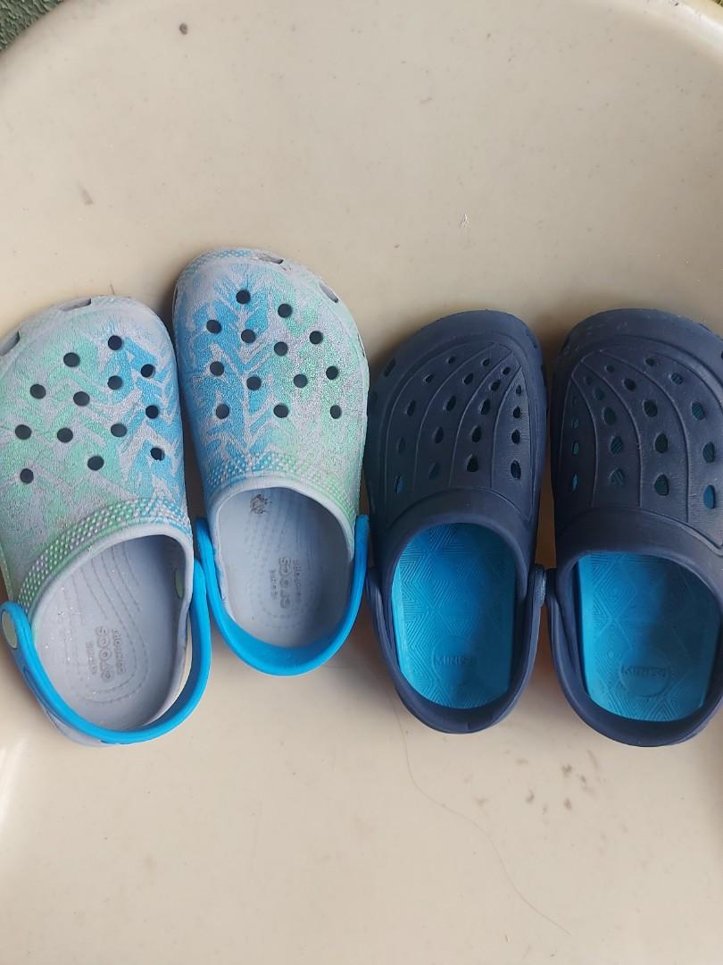 2 clog pairs for 200 Crocs and Miniso, Babies & Kids, Babies & Kids Fashion  on Carousell