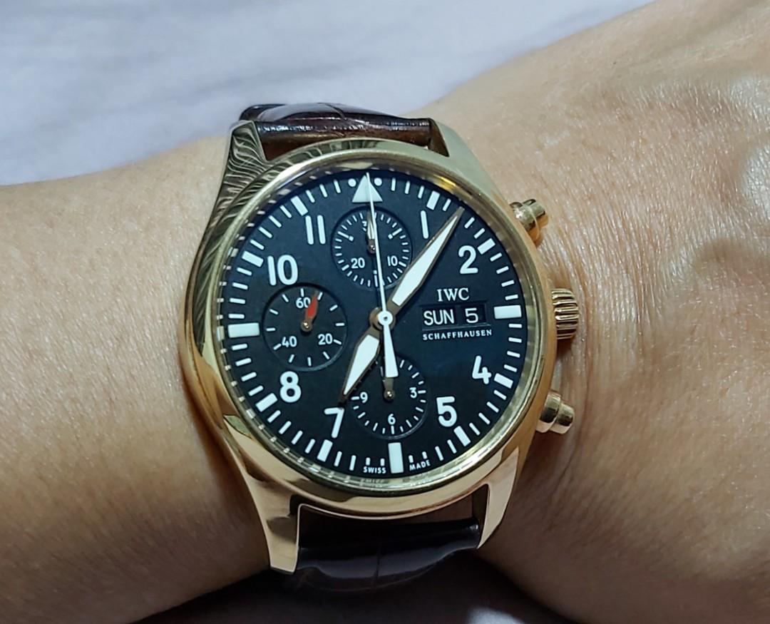 ROSE GOLD IWC Pilot Chronograph day date UNPOLISHED Luxury Watches on Carousell