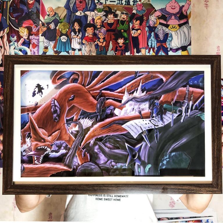 火影忍者naruto 名場面宇智波斑九尾妖狐夜襲木葉村立體畫 55cm 36cm 興趣及遊戲 玩具 遊戲類 Carousell