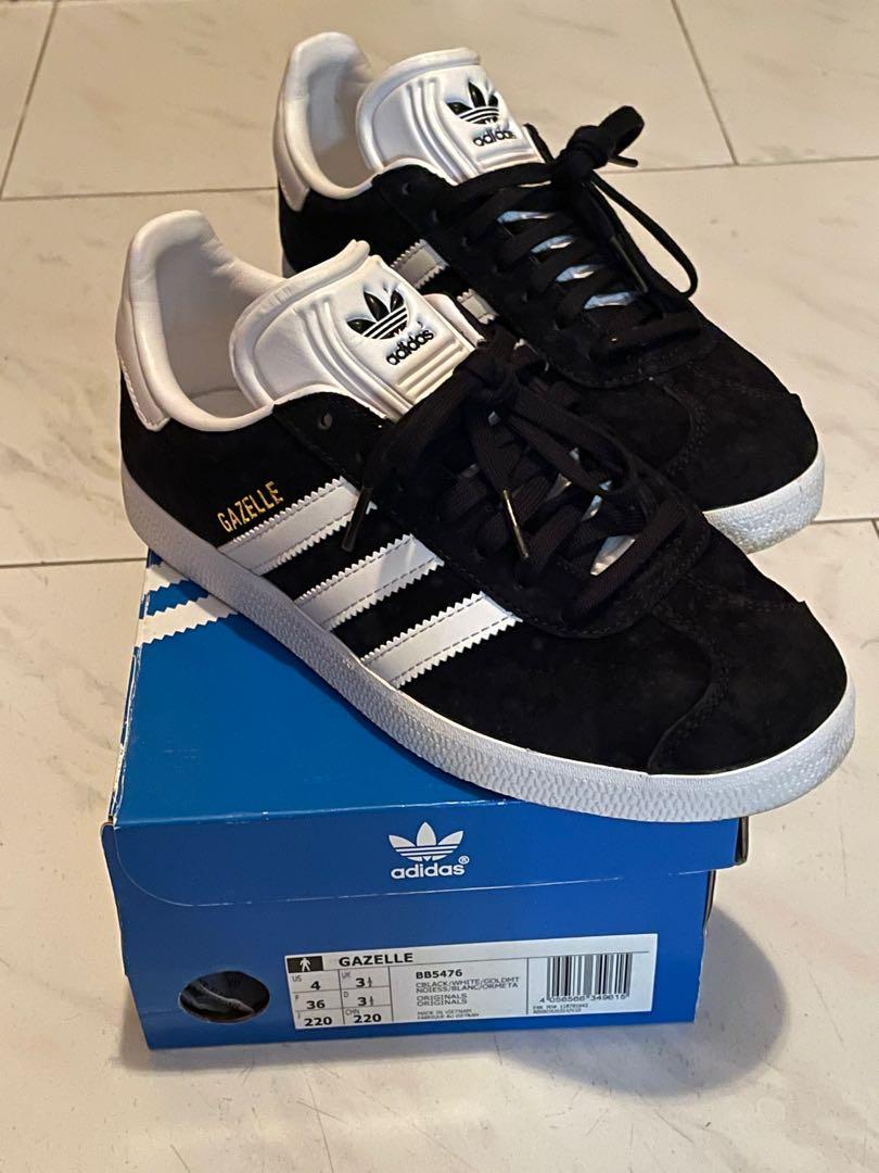 Adidas Originals - Gazelle (Black and White - Size 4 (shoe with Men's Fashion, Footwear, Sneakers on Carousell