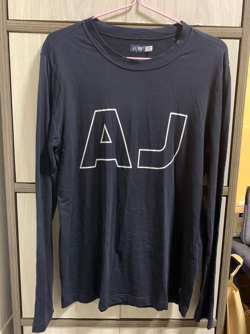 Armani Jeans AJ Long Sleev T-shirt Black, Men's Fashion, Tops & Sets,  Tshirts & Polo Shirts on Carousell