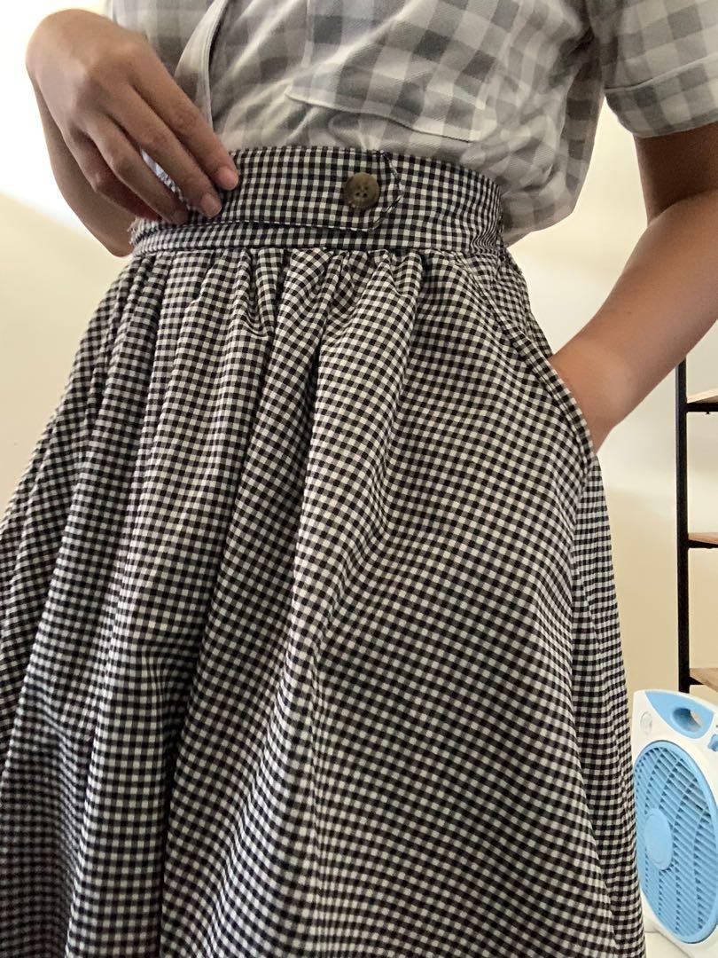 gingham skirt long