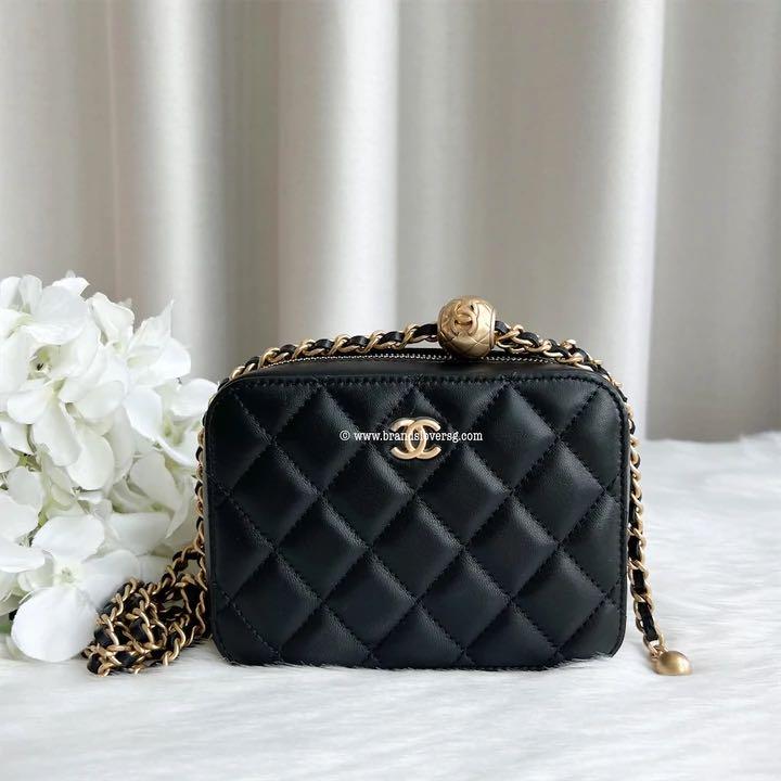 Chanel 22C Pearl Crush Camera Bag in Black Lambskin AGHW, Luxury