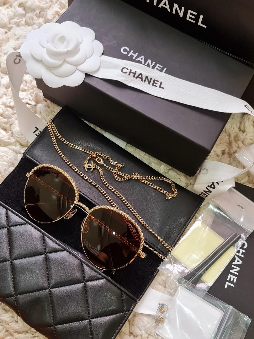 Chanel Chain Pantos Sunglasses 4242 Gold Brown
