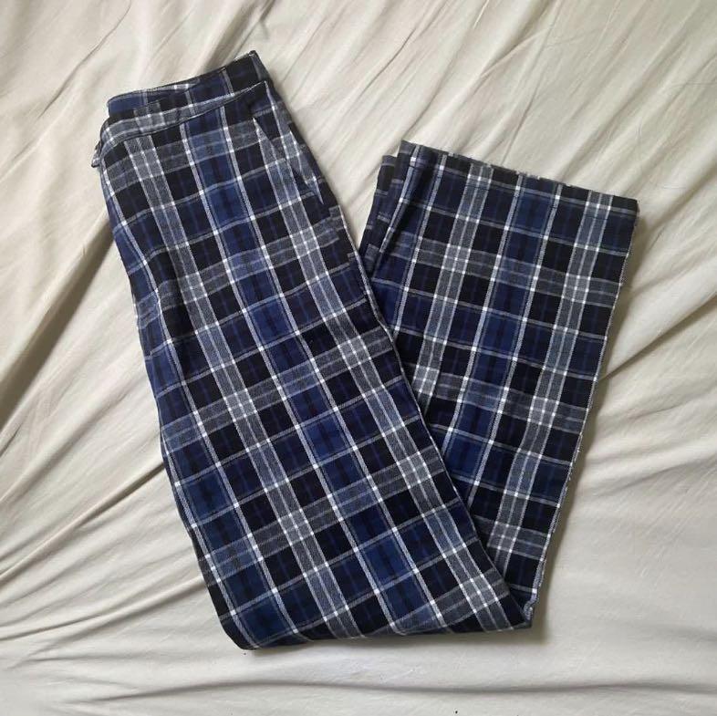 checkered blue brandy melville valentina tilden pants trousers