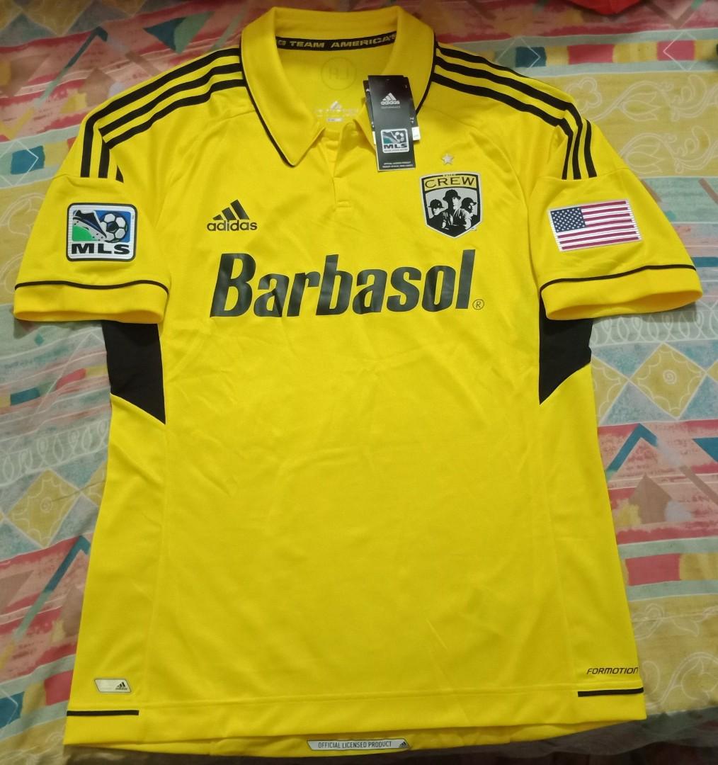 Columbus Crew SC Yellow Barbasol Adidas Soccer Jersey Men’s small MLS