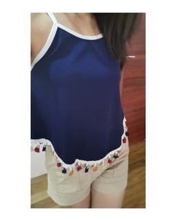 Dark Blue Tassel Top