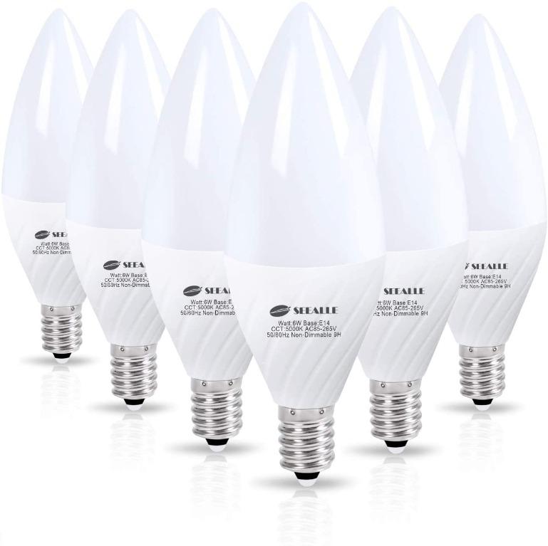 6W E14 SES Daylight White 6500K LED Bent Tip Candle Light Bulb Lamp 