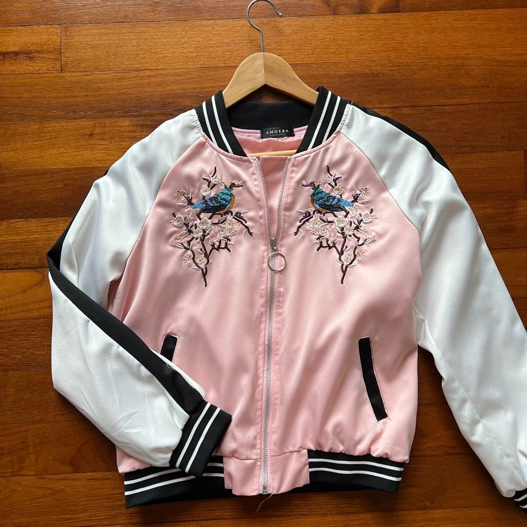 Floral satin bomber jacket hot sale
